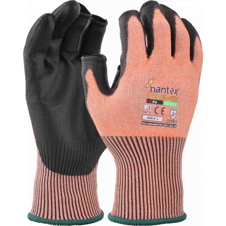 Hantex Vecta-12 Touchscreen 3 Fingerless Gloves (Orange)