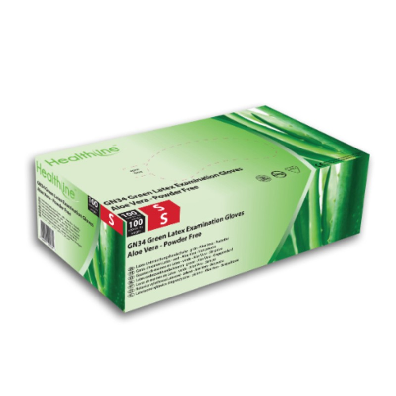 Healthline GN34 Aloe Vera Powder-Free Latex Examination Gloves