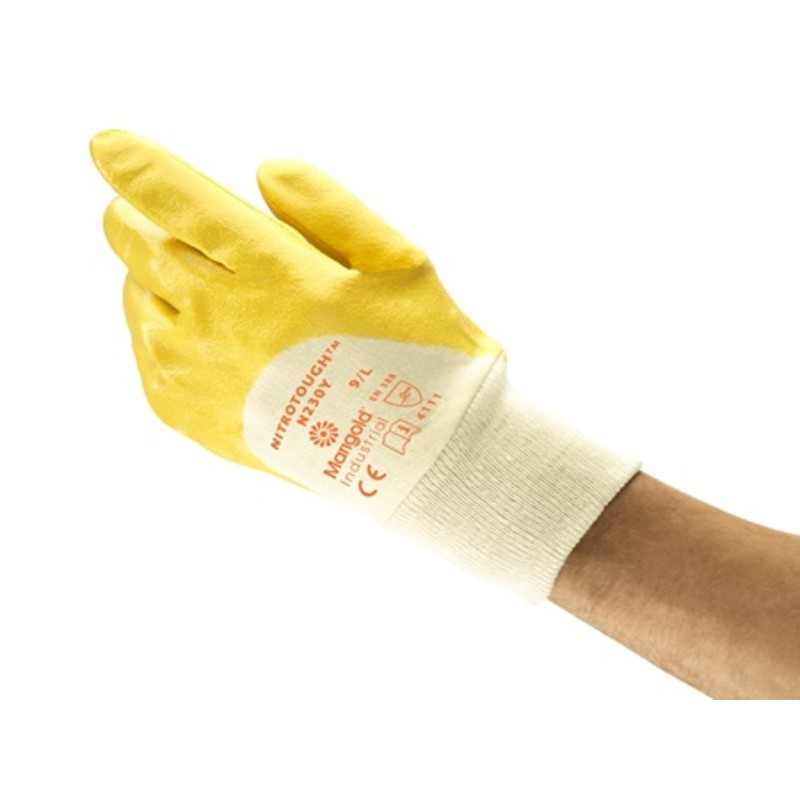 Ansell Nitrotough N230Y Yellow Nitrile Gloves Gloves.co.uk