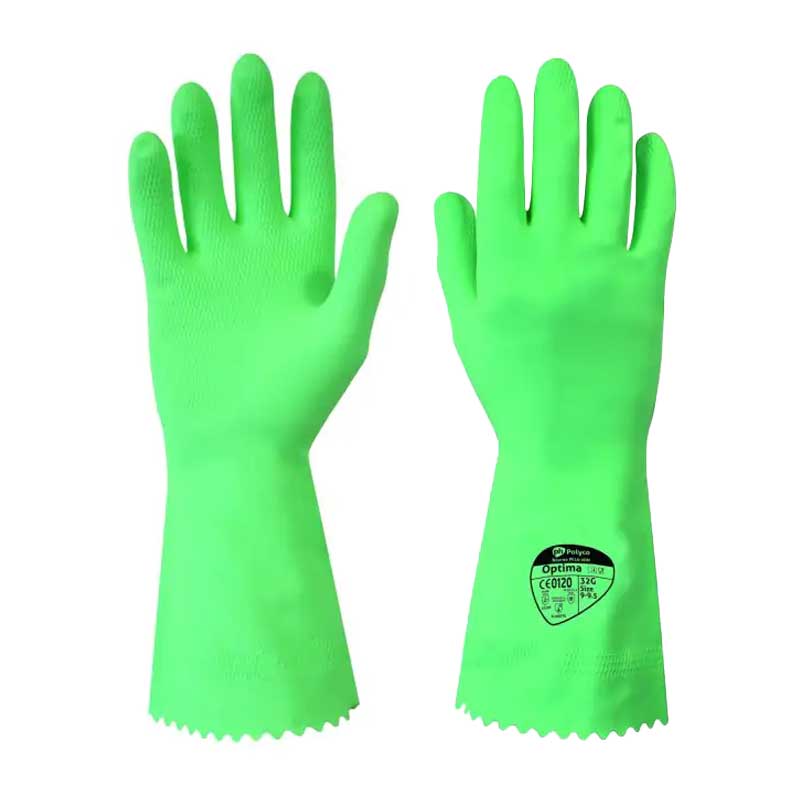 Polyco Optima Latex Coloured Chemical Gloves Gloves.co.uk