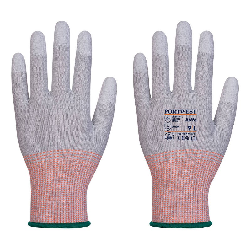 Portwest Touchscreen A696 LR13 ESD PU Fingertip Cut Gloves (Grey/White)