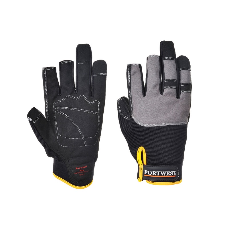Portwest Black Leather Powertool Pro Gloves A740BK