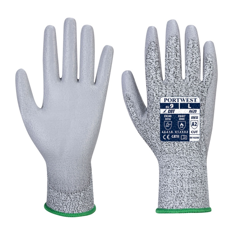 Portwest Grey PU Palm Coated Handling Gloves A620GR