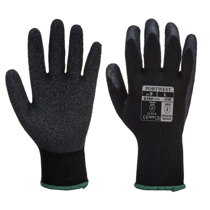 Portwest Latex Black Grip Gloves A100