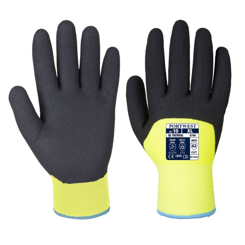 Portwest A146 Nitrile-Dipped Yellow Winter Gloves