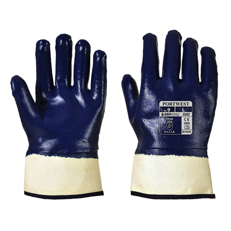 Portwest Nitrile Safety Cuff Gloves A302 Gloves.co.uk