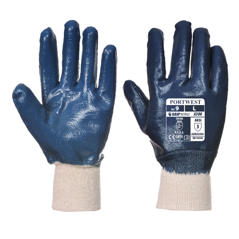 Portwest Nitrile Knitwrist Handling Gloves A300