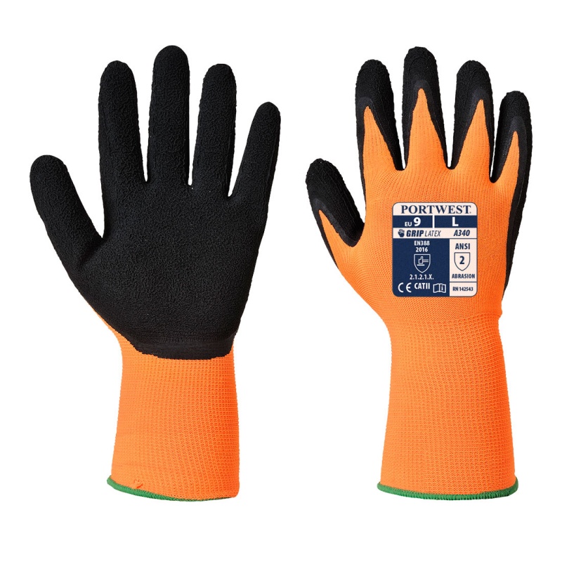 Portwest Orange and Black Hi-Vis Grip Gloves A340OR