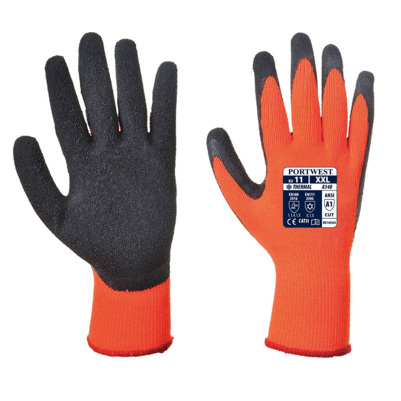 Portwest A140 Thermal Grip Orange and Black Gloves