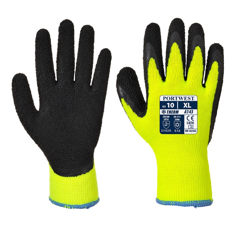 Portwest A143 Thermal Soft Grip Yellow and Black Gloves