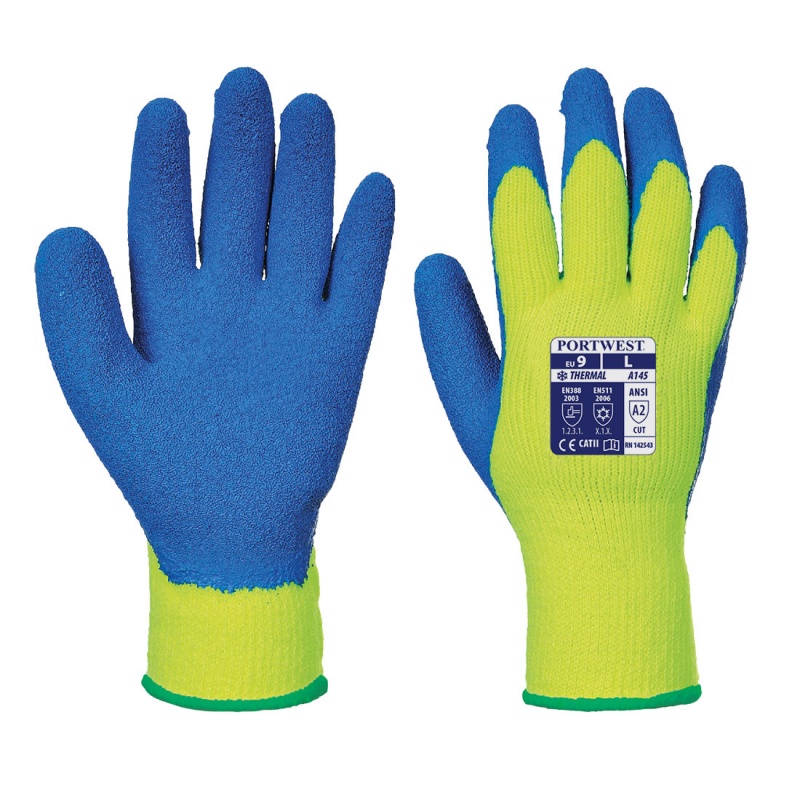 Portwest A145 Thermal Yellow and Blue Grip Gloves