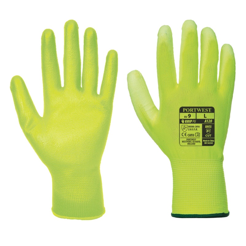 Portwest Yellow PU Palm Gloves A120