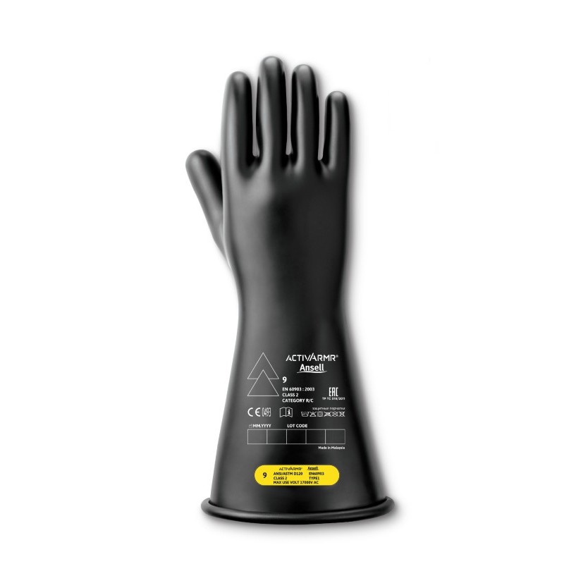 Ansell ActivArmr RIG214B Class 2 High-Voltage Gloves (Black)
