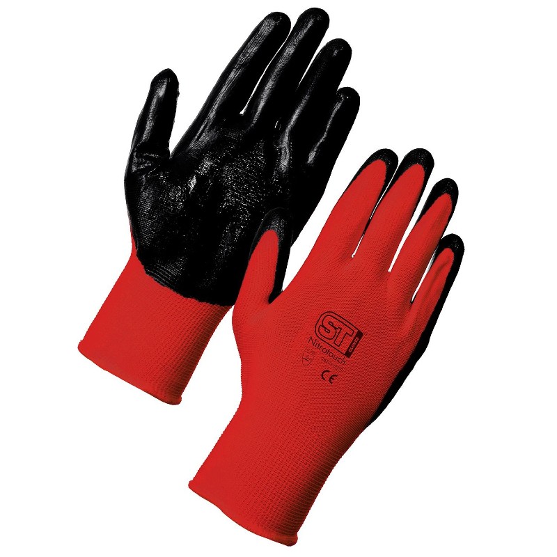 Supertouch 2672 Nitrotouch Red Nitrile-Palm Mechanics Gloves