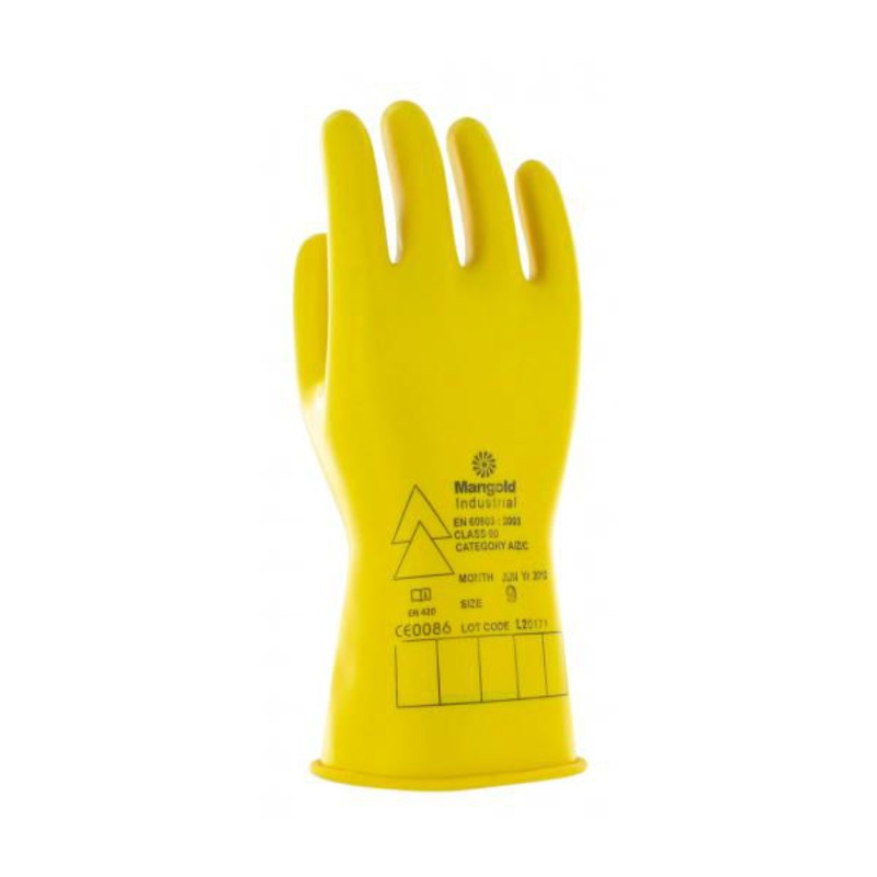 Ansell E013Y Electrician Class 00 Short Yellow Rubber Gloves