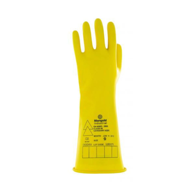 Ansell E015Y Electrician Class 00 Yellow Rubber Gauntlets