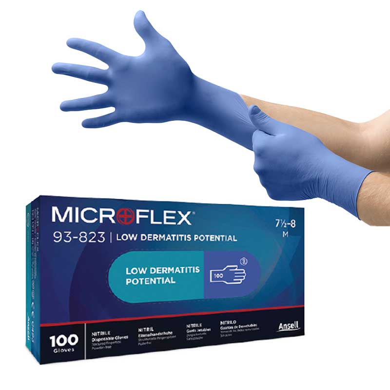 Ansell Microflex 93-823 Mega-Texture Disposable Nitrile Gloves