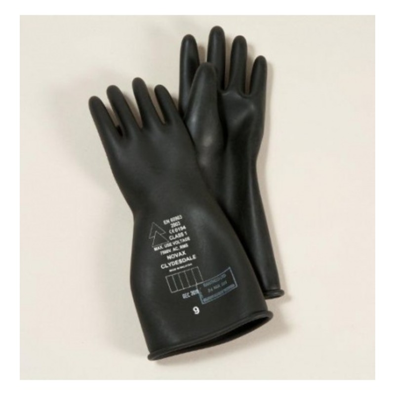 Clydesdale Black Rubber Electrician's Non-Conductive Gloves Class 1