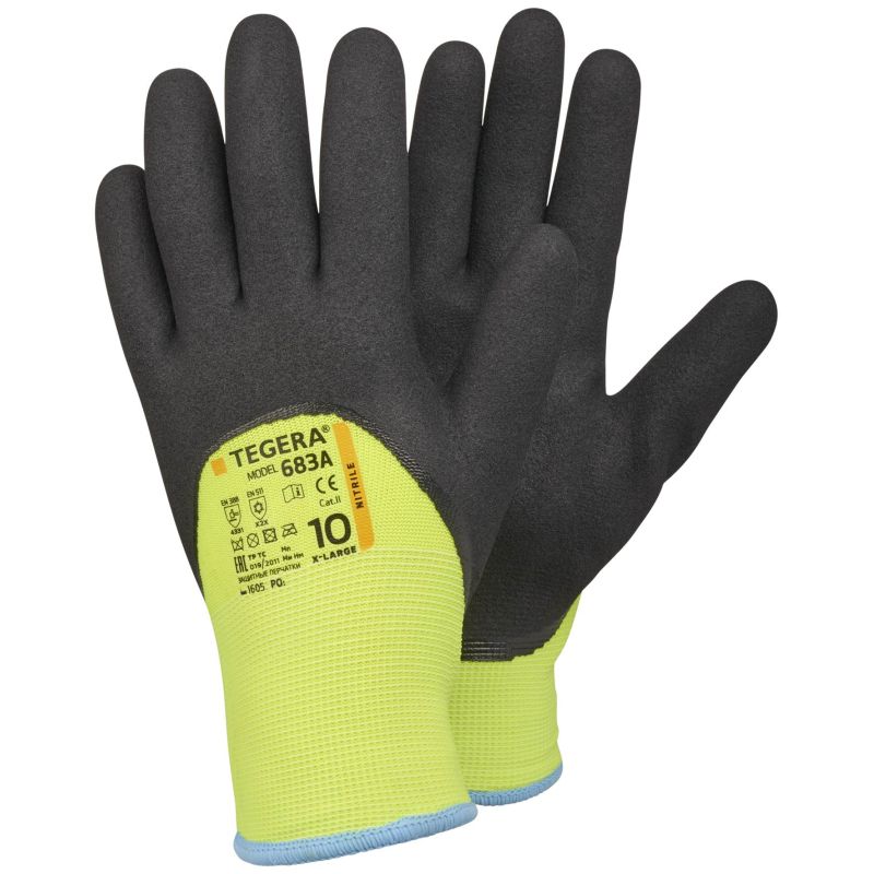 Ejendals Tegera 683A Hi-Vis Nitrile Coated Thermal Work Gloves