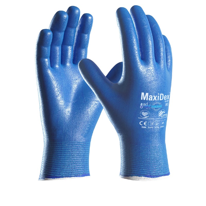 MaxiDex 19-007 Fully Coated Nitrile Hybrid Disposable Anti-Virus Gloves