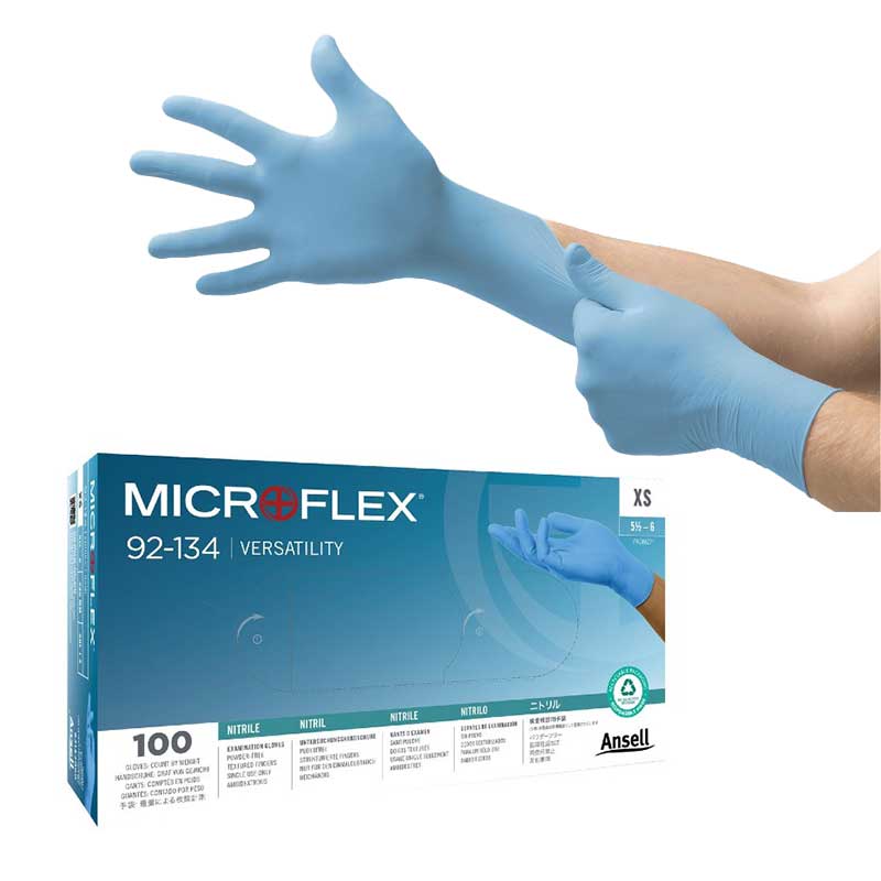 Ansell Microflex Versatility 92-134 Disposable Nitrile Examination Gloves