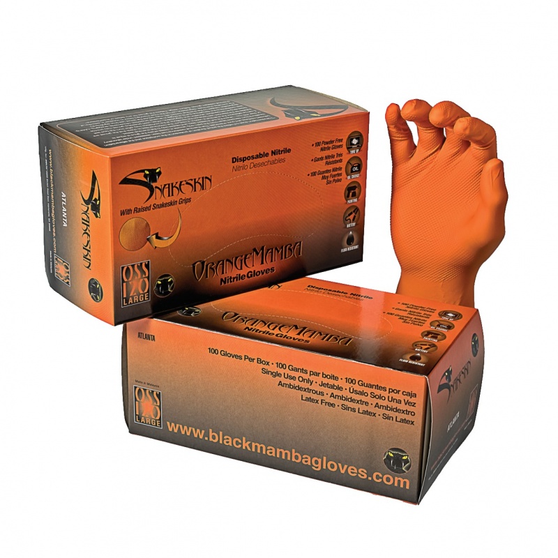 Orange Mamba BXOSS Snakeskin Nitrile Gloves Gloves.co.uk