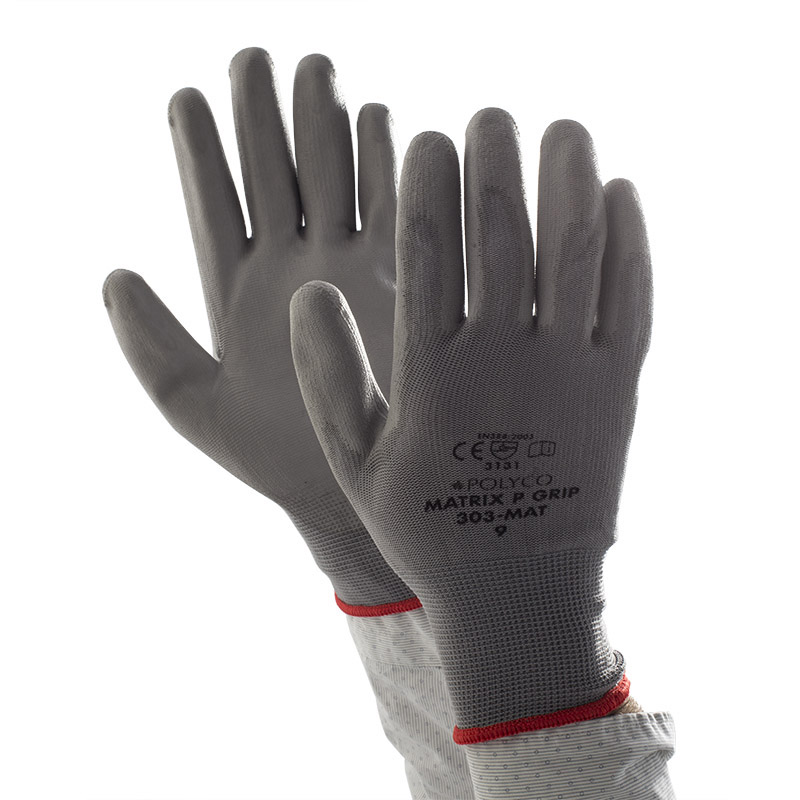 Polyco Matrix P Grip Grey Safety Gloves 300MAT Gloves.co.uk