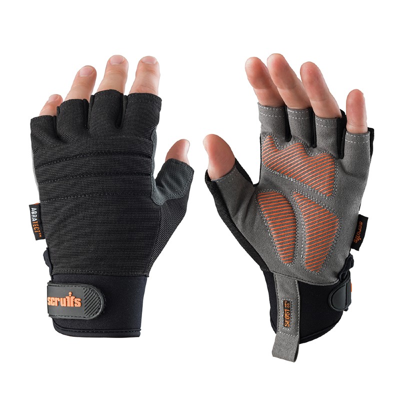 Scruffs Trade Fingerless Safety Work Gloves (Black)