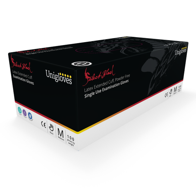 Unigloves Select Black Latex GT001 Gloves Gloves.co.uk