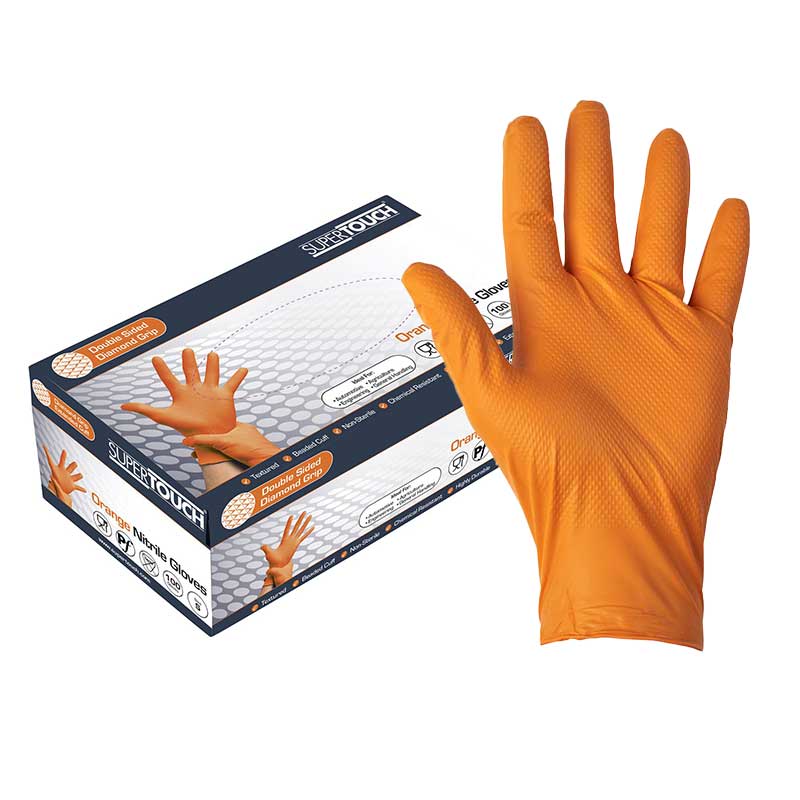 Supertouch PG901 Orange Disposable Nitrile Gloves Gloves.co.uk