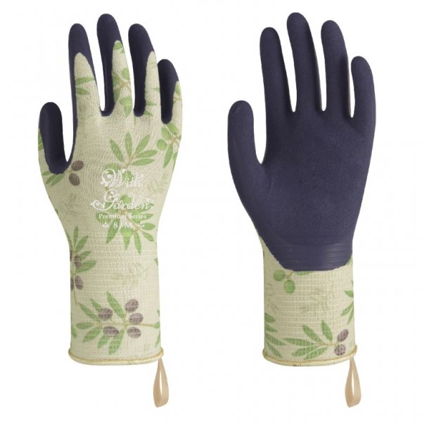 Towa TOW508 Olive-Patterned Nitrile-Coated Women's Gardening Gloves