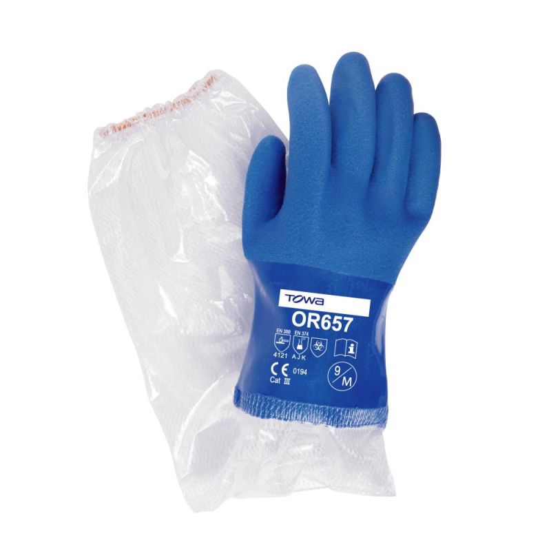 Towa OR657 60cm Oil-Resistant PVC-Coated Gloves With Sleeves