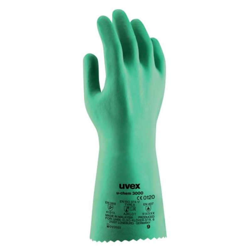 Uvex U-Chem 3000 Abrasion Resistant Chemical Gauntlet Gloves 60961