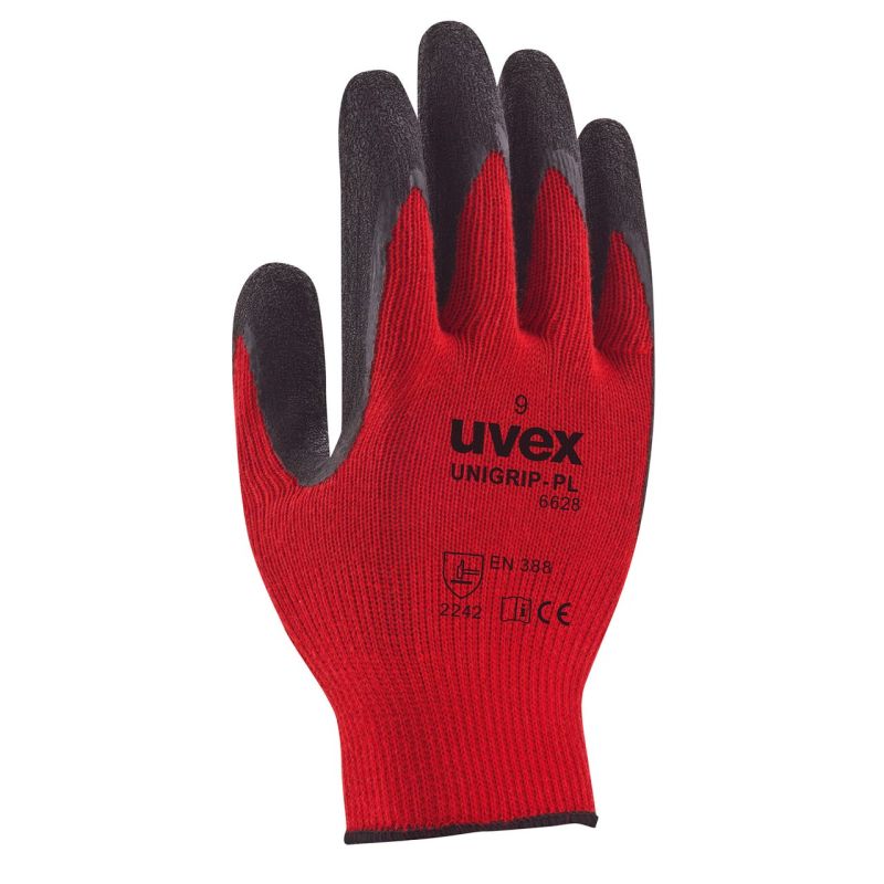 Uvex Unigrip PL 6628 Red Latex Coated Safety Gloves