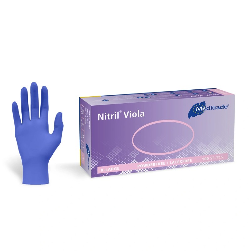 Meditrade Nitril Viola Purple Nitrile Disposable Gloves (Box of 100)