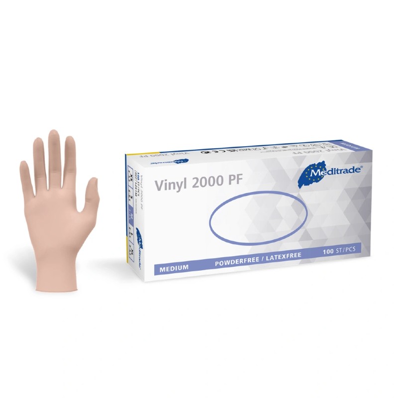 Meditrade Vinyl 2000 PF Disposable Food Safe Gloves (Box of 100)