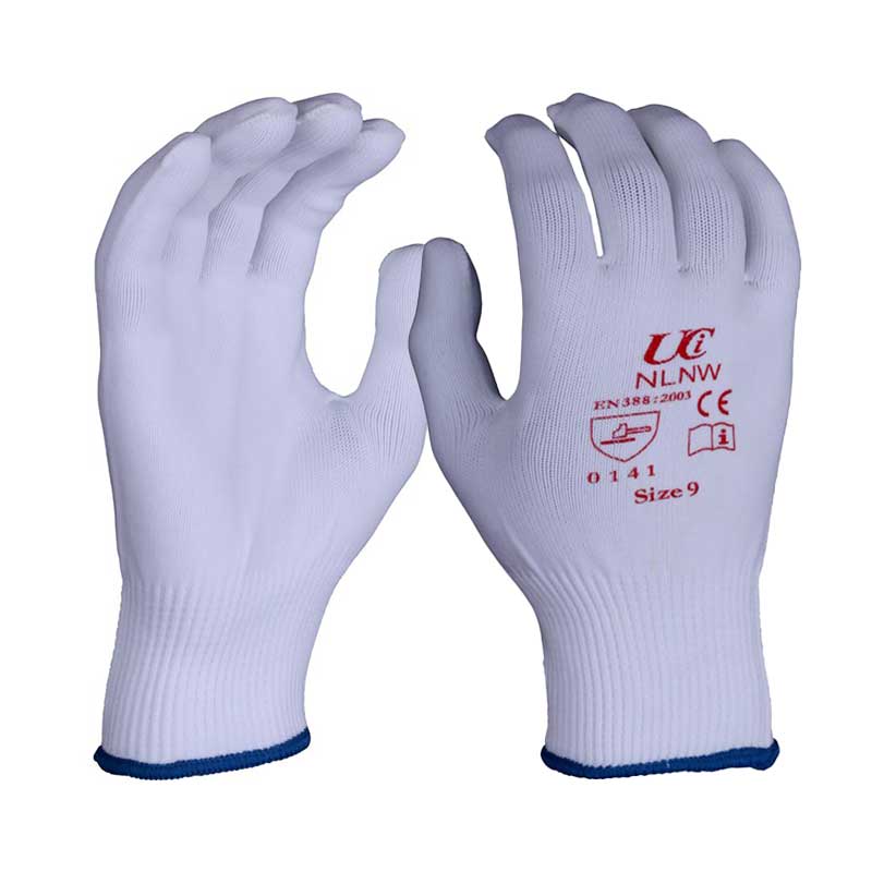 UCi NLNW Knitted Nylon Low-Linting White Inspection Gloves