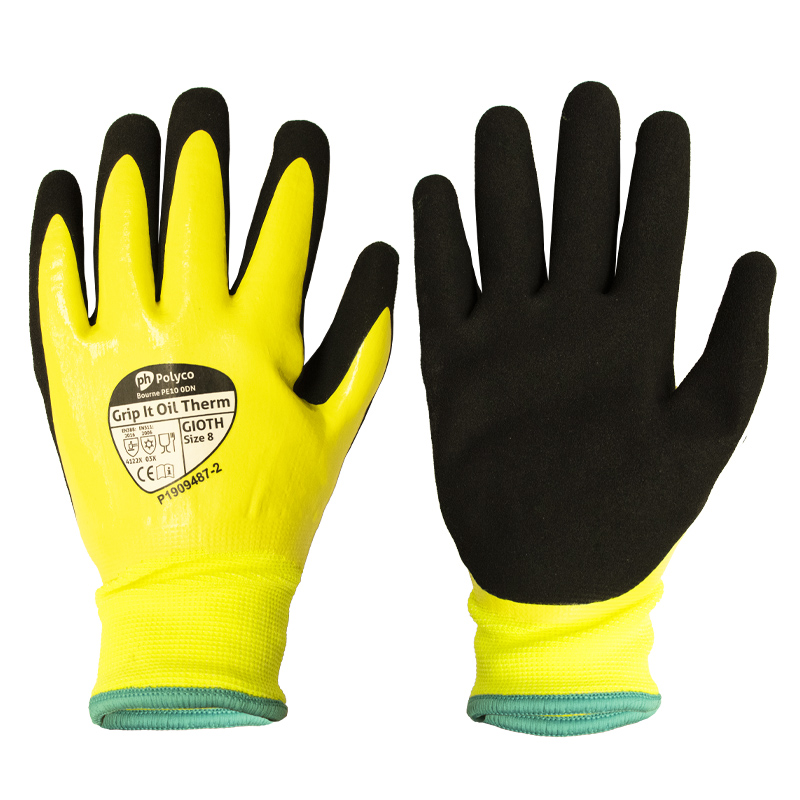 Polyco Grip It Oil Therm Hi-Vis Waterproof Gloves GIOTH