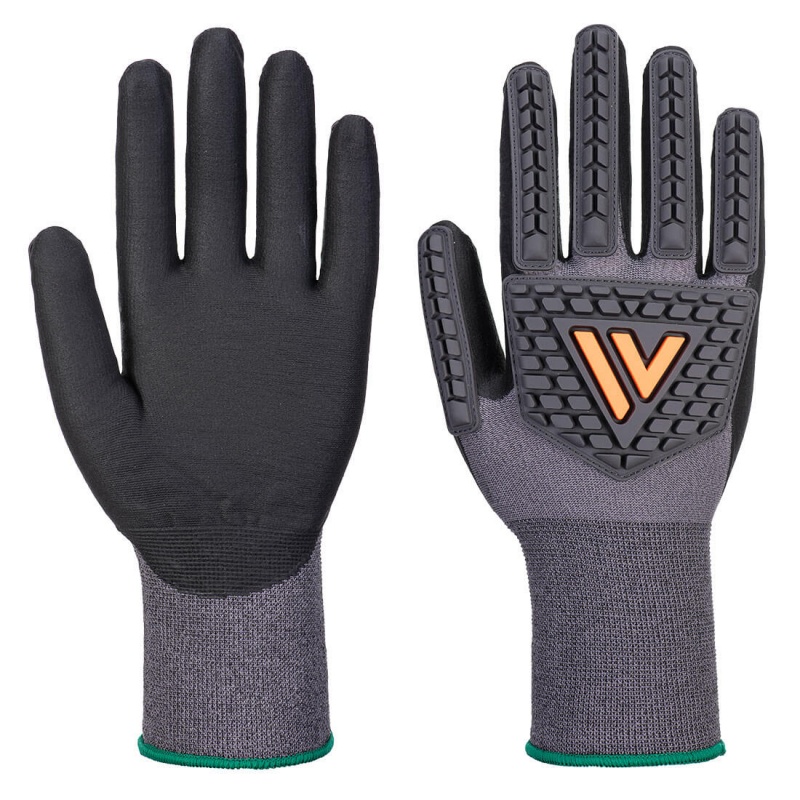 Portwest A715 Nitrile-Coated Grip 15 Impact Gloves (Black)
