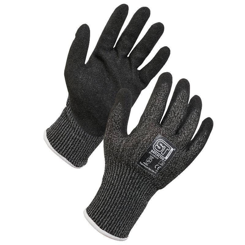 Supertouch Deflector F Cut Resistant Sharps-Handling Grip Gloves (Black)