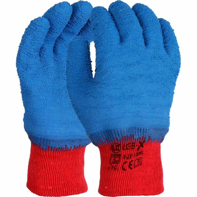 UCi LGB-X Medium-Weight Latex-Coated Grip Gloves (Blue/Red)